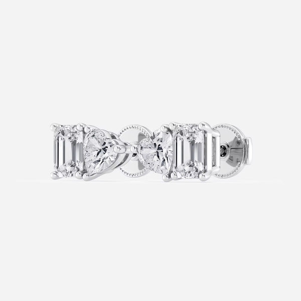 Two-Stone Heart and Emerald Cut Earrings