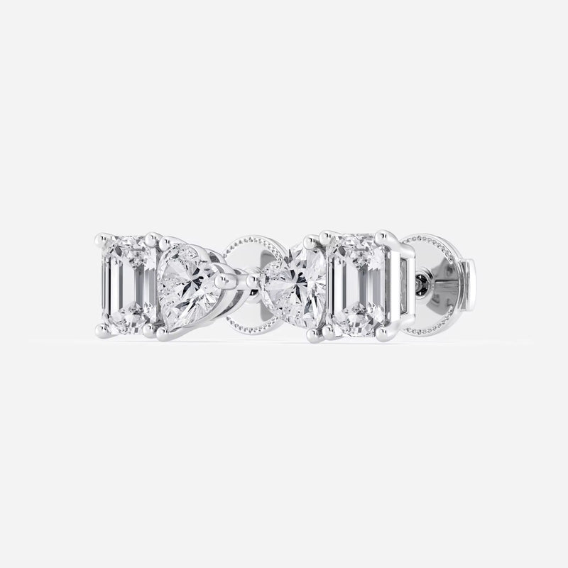 Two-Stone Heart and Emerald Cut Earrings