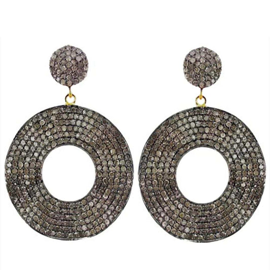 Diamond Hollow-Out Round Pave Earrings