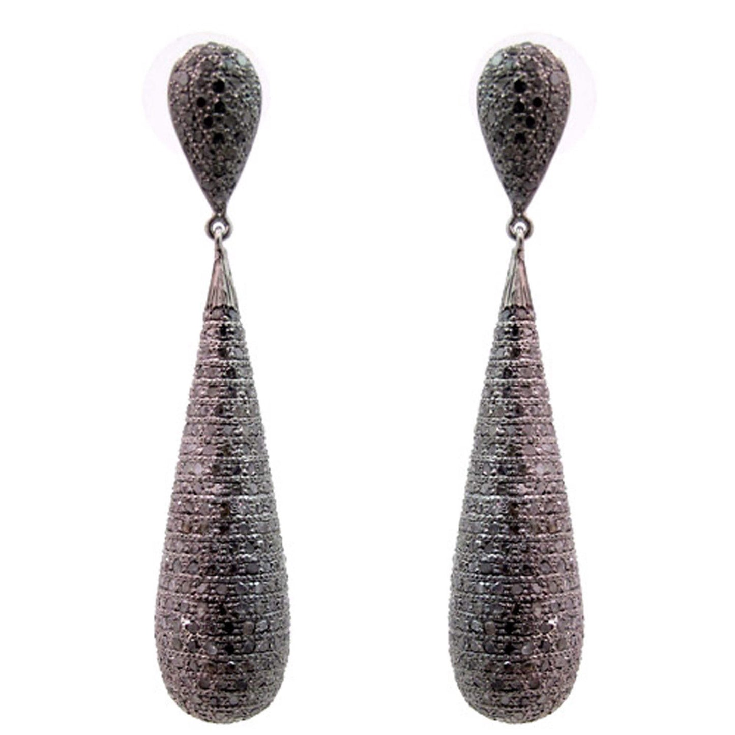 Diamond Skinny Drop Pave Earrings