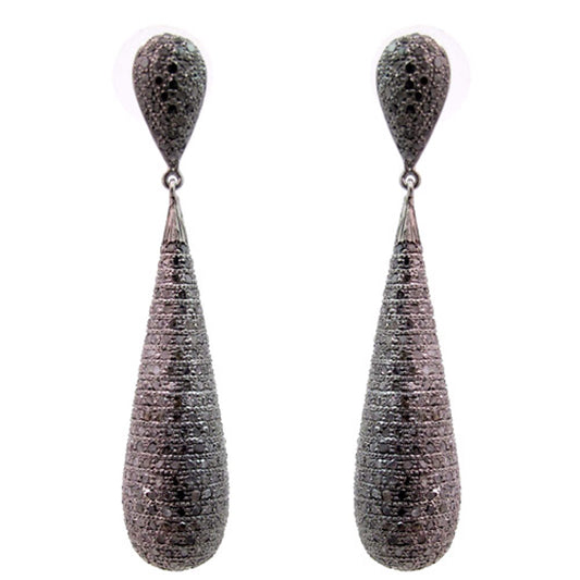 Diamond Skinny Drop Pave Earrings