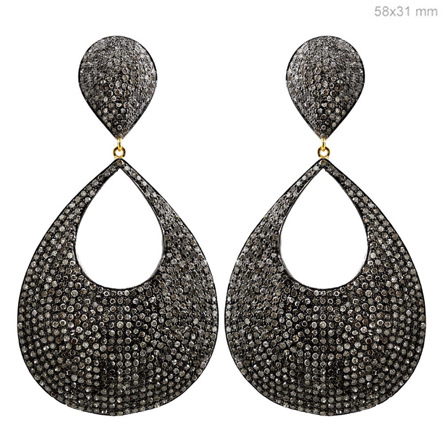 Diamond Hollow-Out Teardrop Pave Earrings