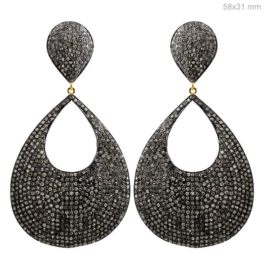 Diamond Hollow-Out Teardrop Pave Earrings